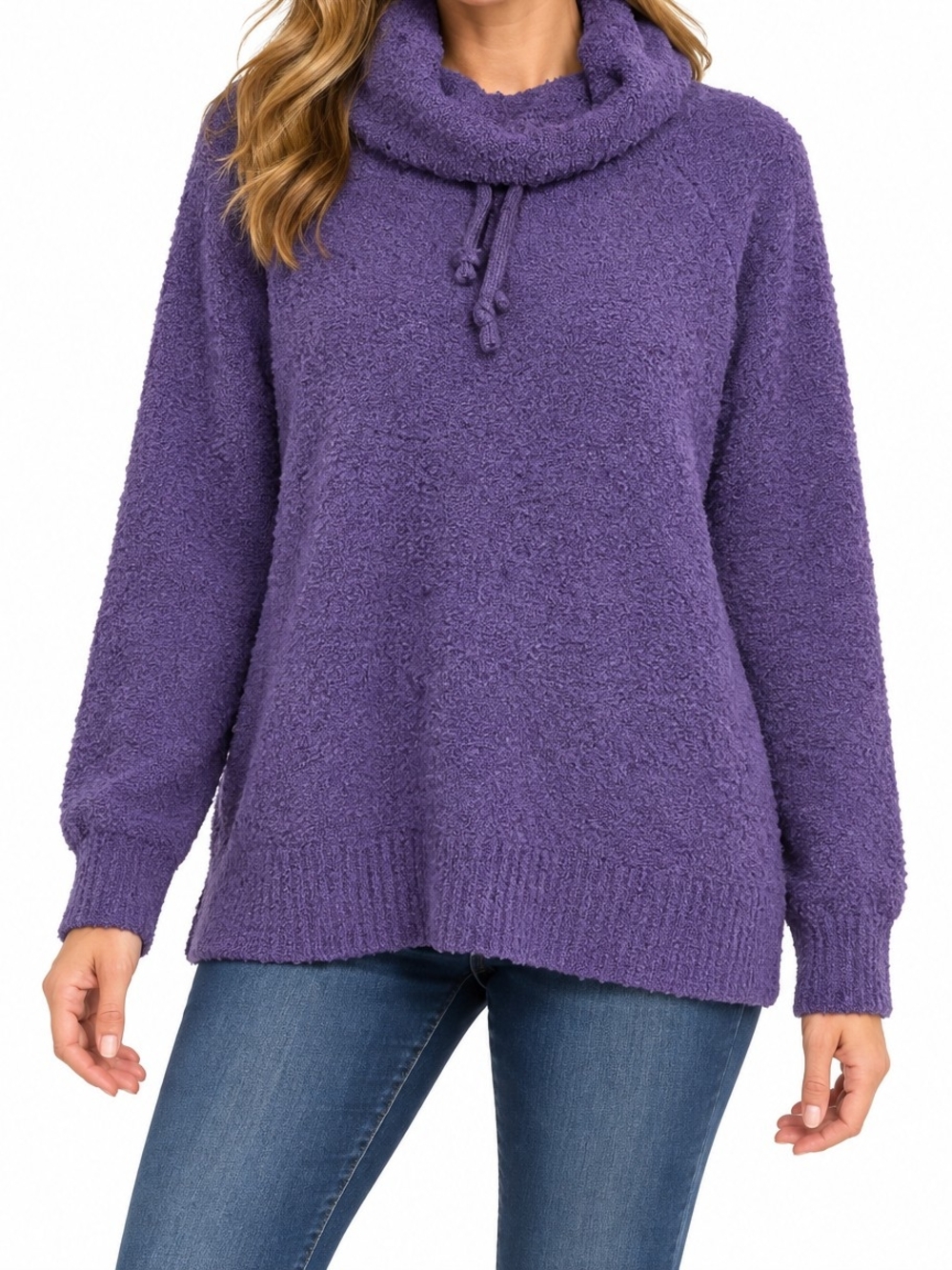 Gaiam Purple Cowl Neck Sweater